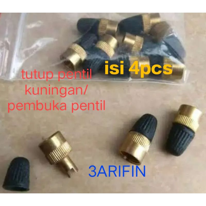 tutup pentil kuningan/pembuka pentil ban isi per4pcs