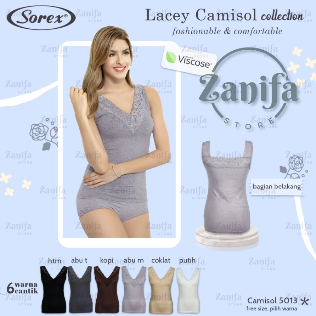 SOREX Tanktop Renda Camisol Basic Katun Mix Tali Lebar Art 5013