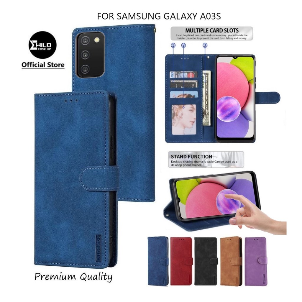 Wilocase For Samsung Galaxy A03S Premium Case Flip Wallet Kulit/Casing Dompet Hp