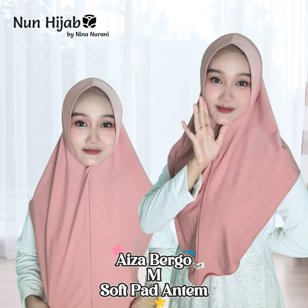 Kerudung Bergo Aiza Reguler Jersey Premium Ori Nun Hijab Warna Salem
