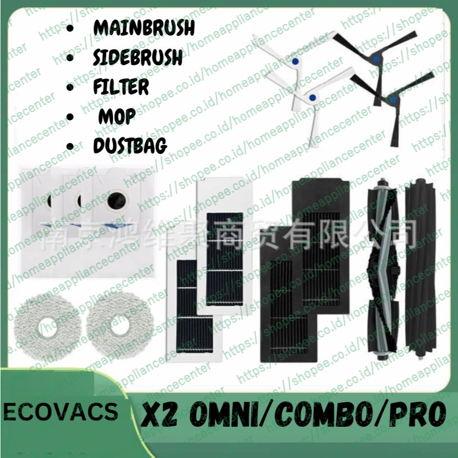 Ecovacs Deebot X2 OMNI / COMBO / PRO MOP FILTER DUSTBAG MAINBRUSH SIDEBRUSH