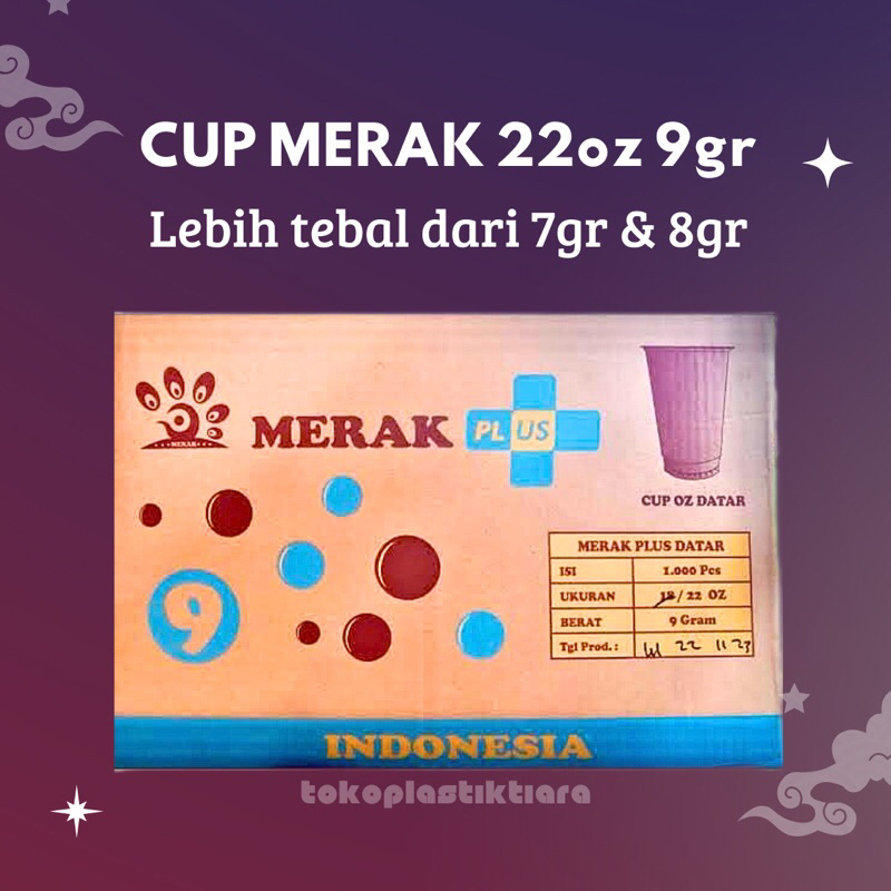 Cup 22oz 9gram MERAK Super Tebal Kokoh [1 Karton]