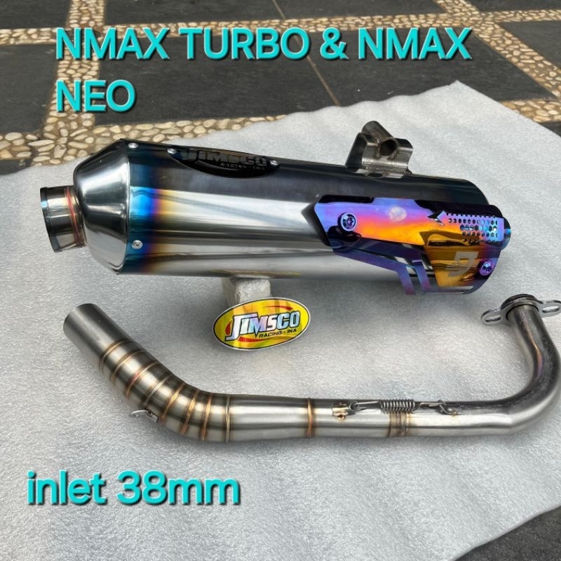 Knalpot Standar Racing Nmax Turbo Nmax Neo inlet 38mm Original JIMSCO Racing Stenlis Blue