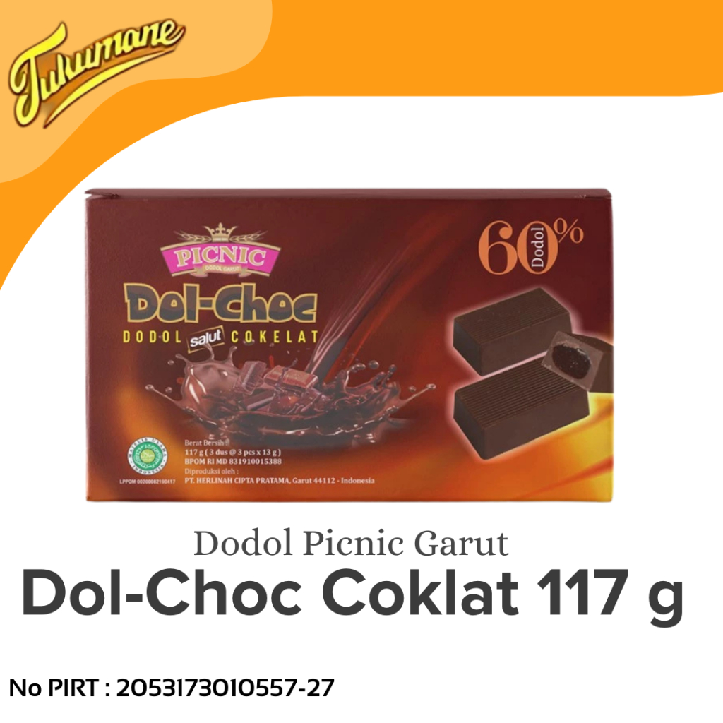 

Dodol Garut Picnic Rasa Cokelat Dol-Choc Coklat 117 g Dodol berlapis Coklat