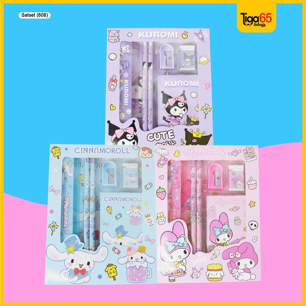 

365 Pensil Set / Alat Tulis Sekolah Lucu / Souvenir Ulang Tahun Anak / Stationery Set 608 Random