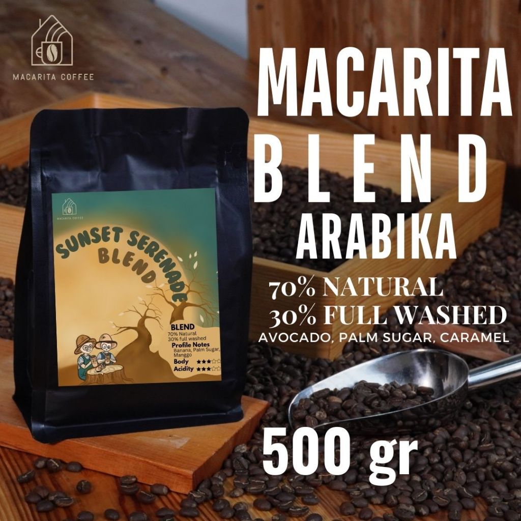 

Macarita Sunset Serenade House Blend Espreso Es Kopi Susu 70% Natural 30% Full Washed (100% Arabika) 500gram