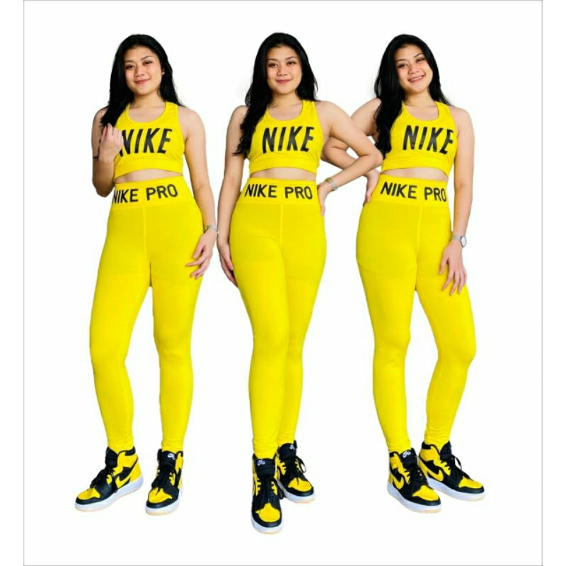 Setelan olahraga wanita leging panjang atasan crop setelan senam aerobic crop