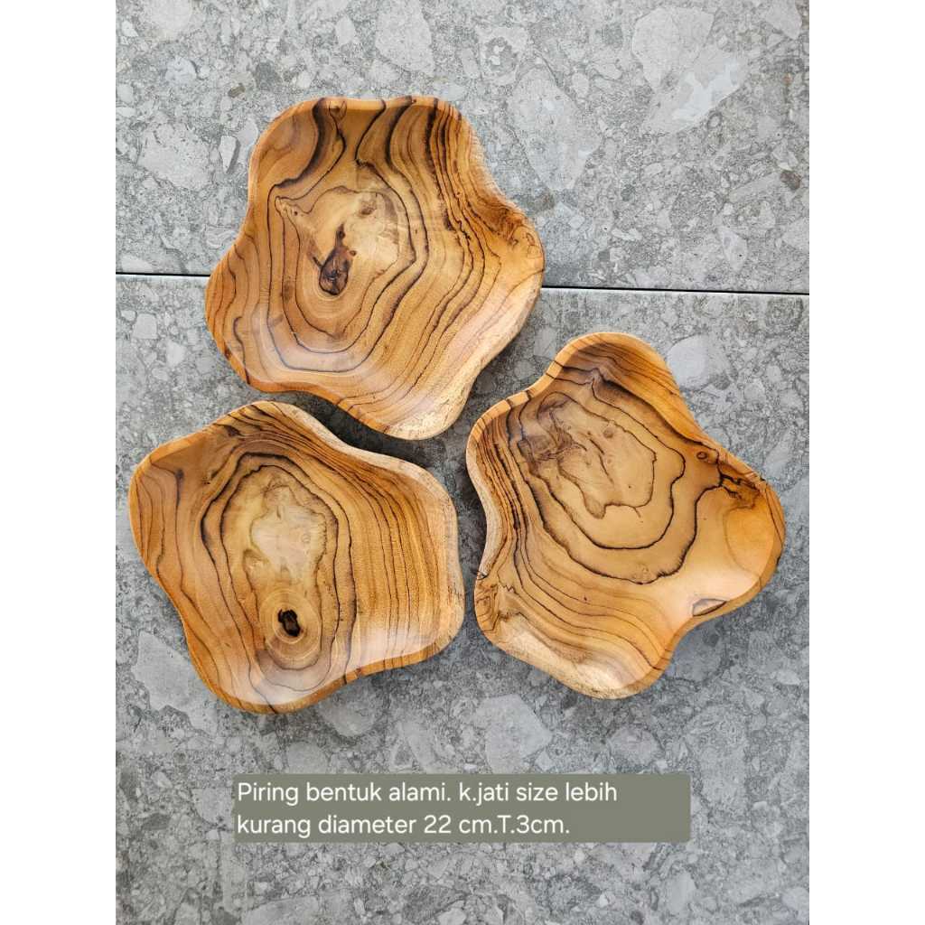 PIRING ALAMI KAYU JATI/PIRING PLATING/PIRING AESTHETIC/PIRING UNIK KAYU JATI MURAH