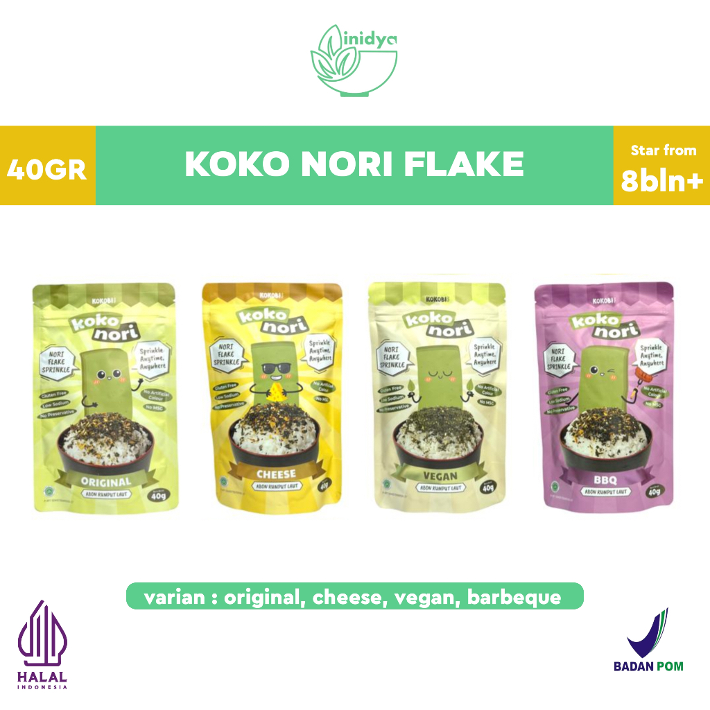 

KOKOBI - Koko Nori Flake Springkle 40gr| Abon Rumput Laut | Bubuk Tabur Nasi dan Bubur Anak dari Seaweed | Snack Food kids rasa Bbq