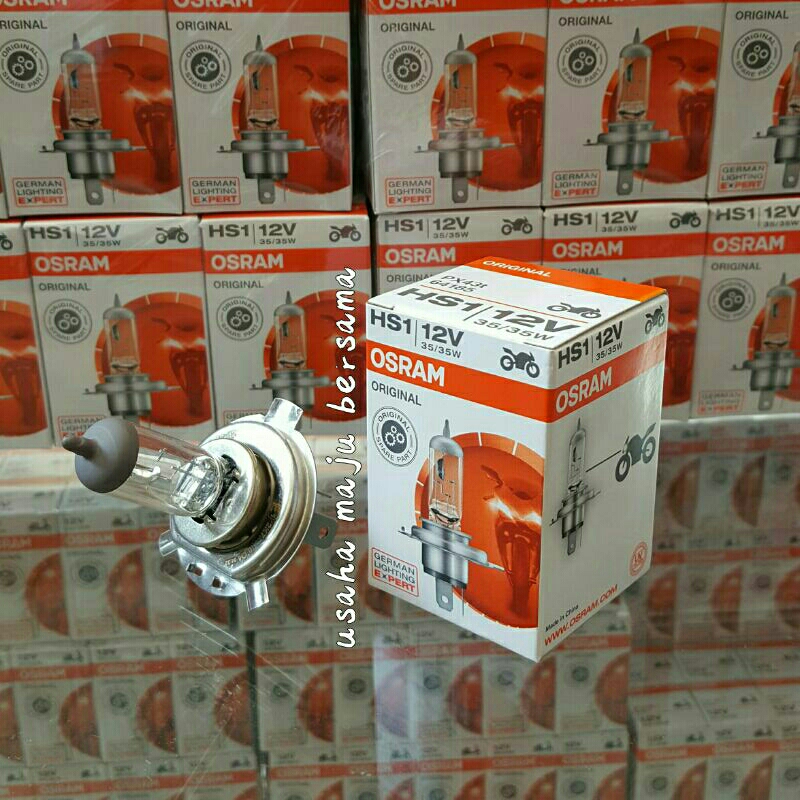 [1pcs] Lampu Bohlam Hologen Depan Motor Osram 64185 35/35W 12V HS1 PX43t Kaki 3 Scoopy F1 old, CBR15