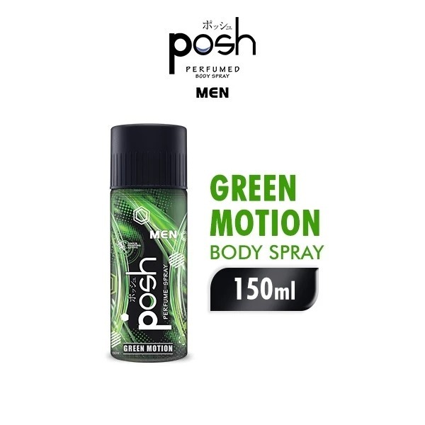 Posh Men Body Spray Green Motion 150ml / Parfum Body Spray Pria | BPOM