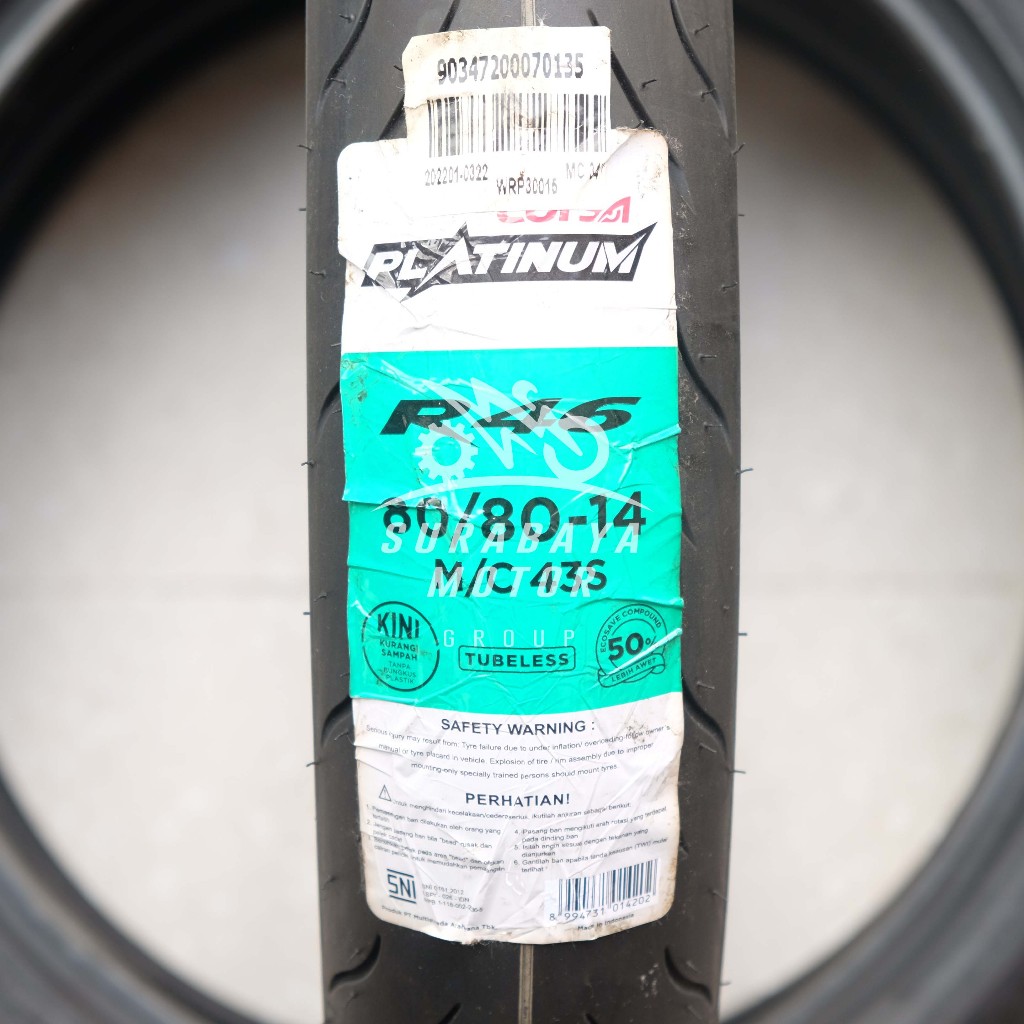 Ban Tubeless Corsa 80/80-14 R46 Platinum Soft Compoun Sepeda Motor Matic Vario Mio Beat 110 125 150 