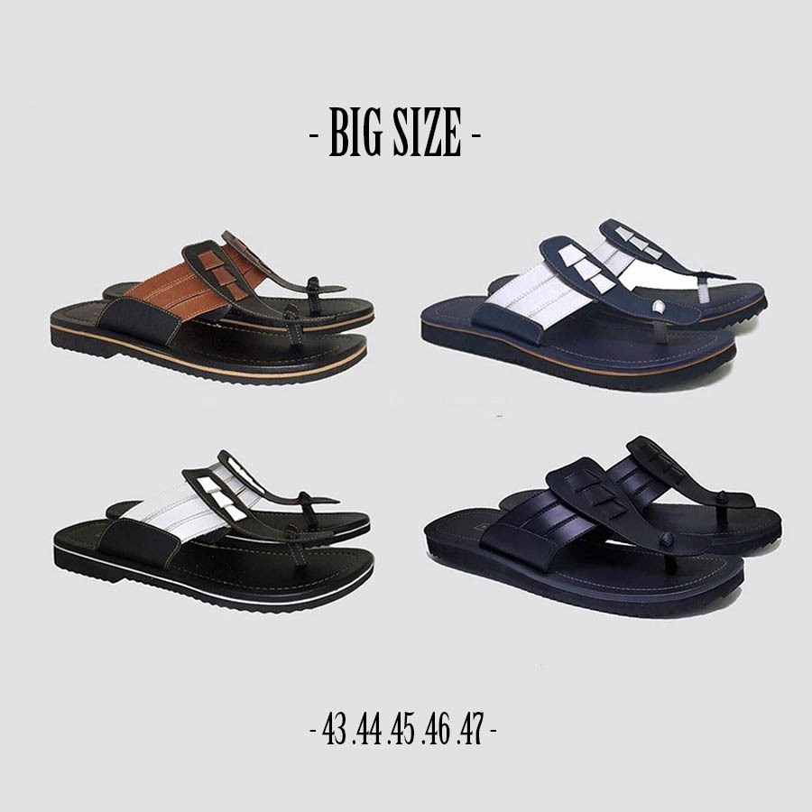 Sandal Selop Kulit Asli Jepit Premium Sandal Pria Dewasa Ukuran Jumbo 43-44-45-46-47 AJG 010