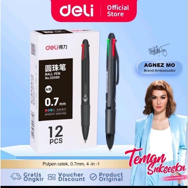 

1pcs BP 4 WARNA DELI 33390/PULPEN CETREK 4 WARNA DELI