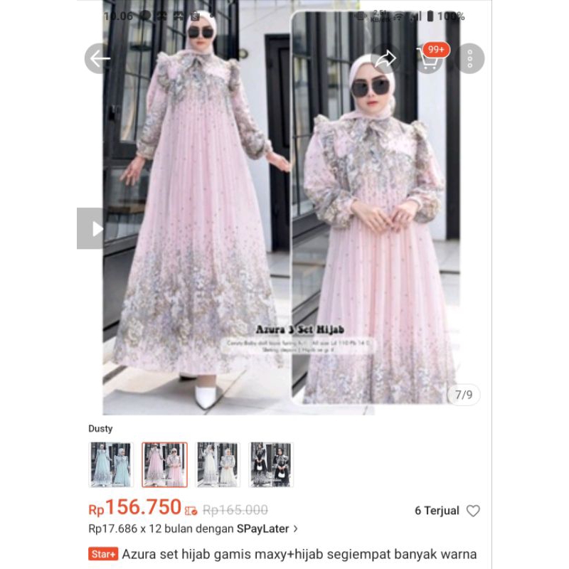 GAMIS DRESS AZURA 3 SET HIJAB LABEL JASMINE BEST SELLER,CERUTY BABY DOLL PREMIUM