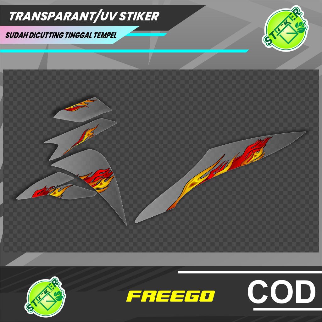 STRIPING TRANSPARAN UV CLEAR SIMPEL YAMAHA FREEGO API LIVERY SS R PELANGI UV