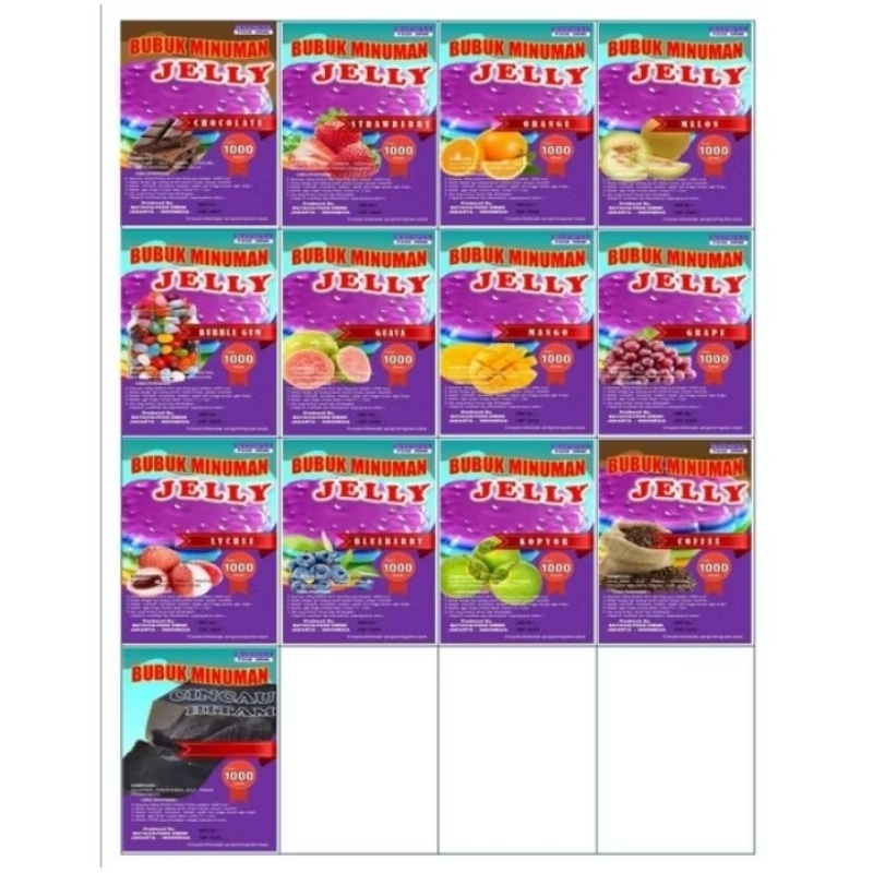 

BUBUK JELLY 250GRAM VARIAN RASA/JELLY POWDER/BUBUK JELLY KILOAN/BUBUK JELLY POWDER/BUBUK JELLY CINCAU/BUBUK JELI INSTAN/INSTANT JELLY POWDER