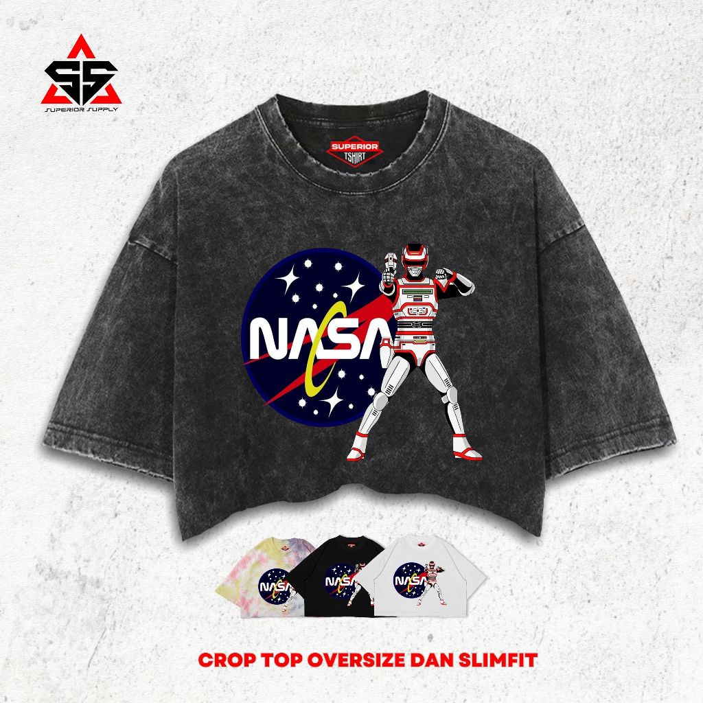 SUPERIOR Crop Tee Nasa Wash Tye Die Oversize Slimfit Crop Top NASA-1
