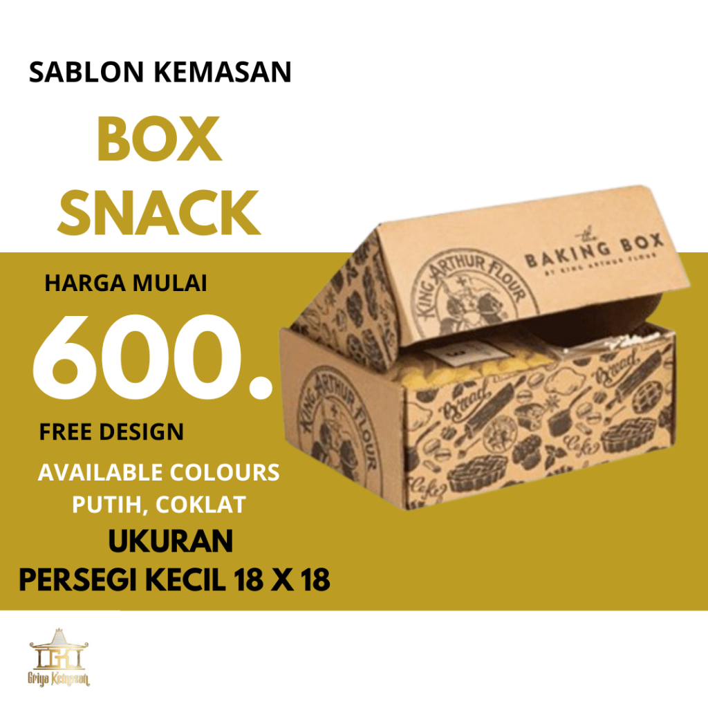 Sablon box Sablon box snack catering Sablon kardus Sablon kardus ukuran 18 x 18