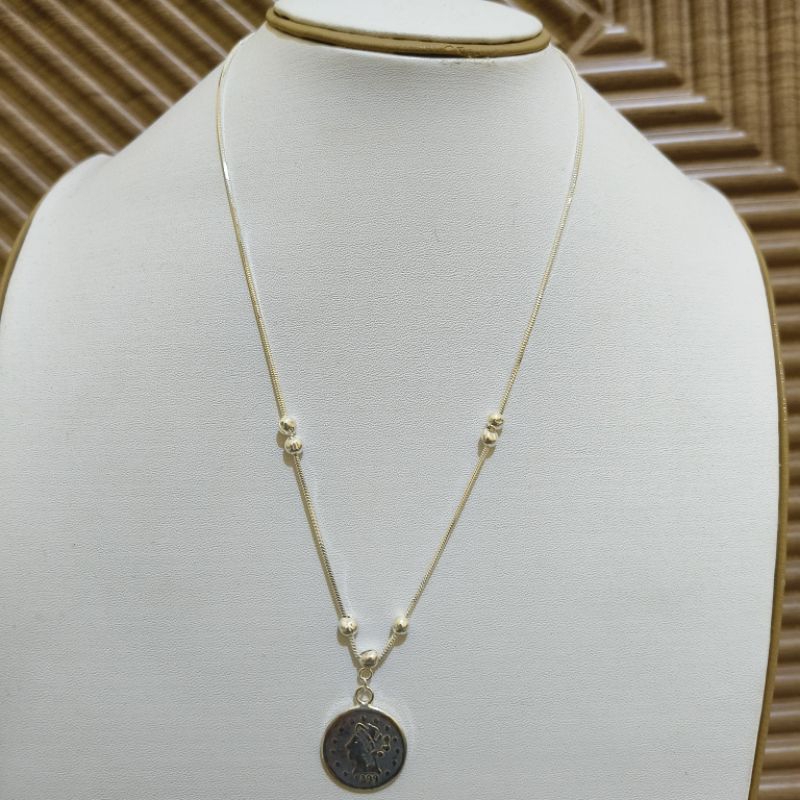 Kalung itali bandul liontin koin lapis perak