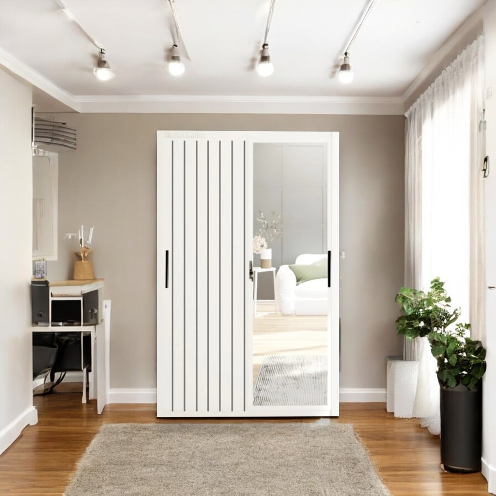 Lemari baju sliding 2 pintu lemari sliding kaca plat besi lemari besi 120