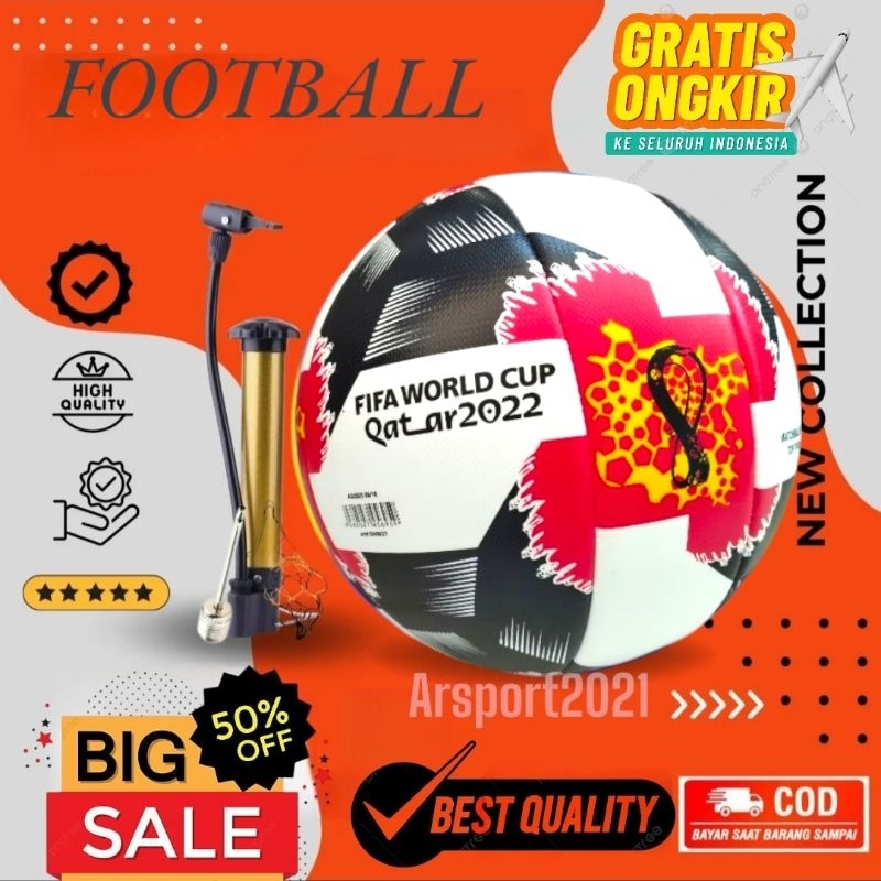 BOLA SEPAK ADIDAS QATAR 2022 IMPORT BOLA SEPAK SIZE 5 BERKUALITAS BOLA SEPAK LAPANGAN BESAR GRATIS P