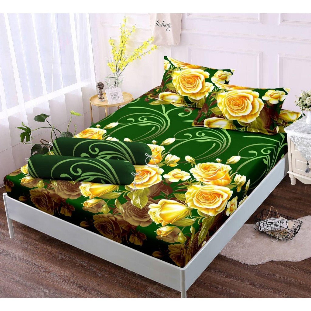 Piyugardening Sprei Premium Motif Bunga 3D Vintage Aesthetic Ukuran King 180X200 Seprei