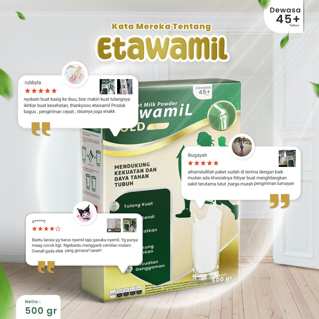 

BgKr ETAWAMIL GOLD Susu Kambing Etawa Bubuk Herbal - Sendi Tulang Cegah Osteoporosis Halal BPOM 500