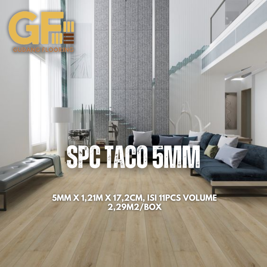 Lantai SPC Vinyl Klik TACO - Click System Flooring Tebal 5mm Bahan Berkualitas