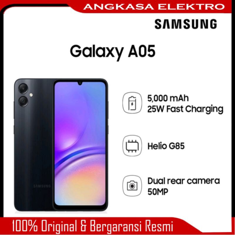 HP SAMSUNG A05 Ram 4/128Gb Free Charger - Batere 5000 Mah - Garansi Resmi 1 Tahun