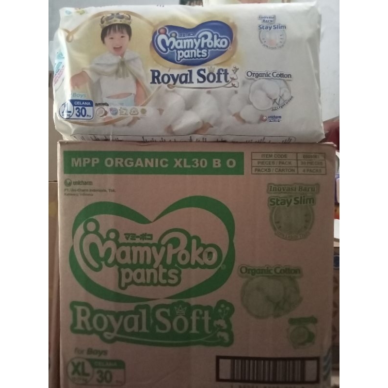 mamypoko royal soft pants untuk boy 1 dus isi 4 ball ukuran xl30 popok bayi celana cowo laki-laki