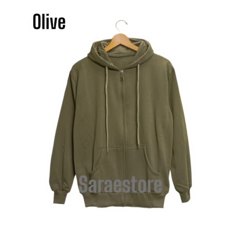 Hoodie Zipper Polos Olive Pria Wanita M L XL XXL