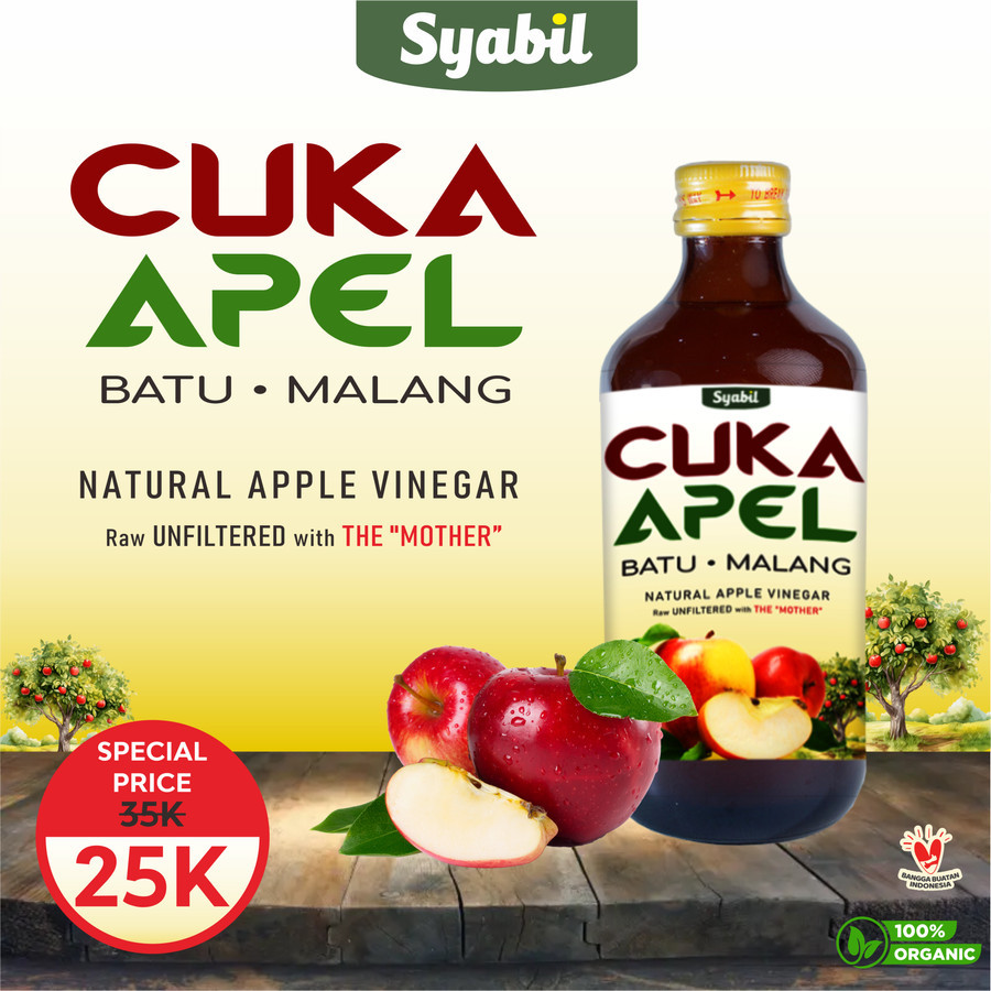 

Cuka Apel Alami Natural Apple Vinegar with The Mother Kemasan 300ml