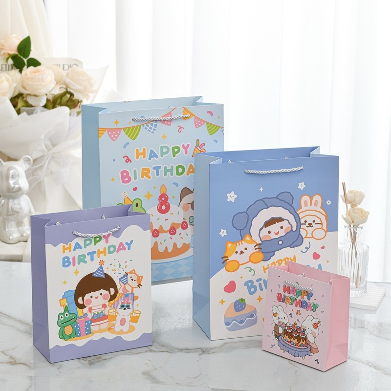 

PREMIUM Birthday gift paper bag colorful cute packaging Tas Kado Natal Akhir Tahun New Year Tas Hadiah Kado Ulang Tahun