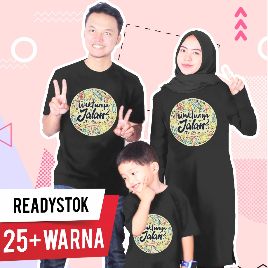 QINGQONGCLOTHING kaos keluarga Tema Jalan jalan baju couple anak dewasa pria wanita Premium asli kat