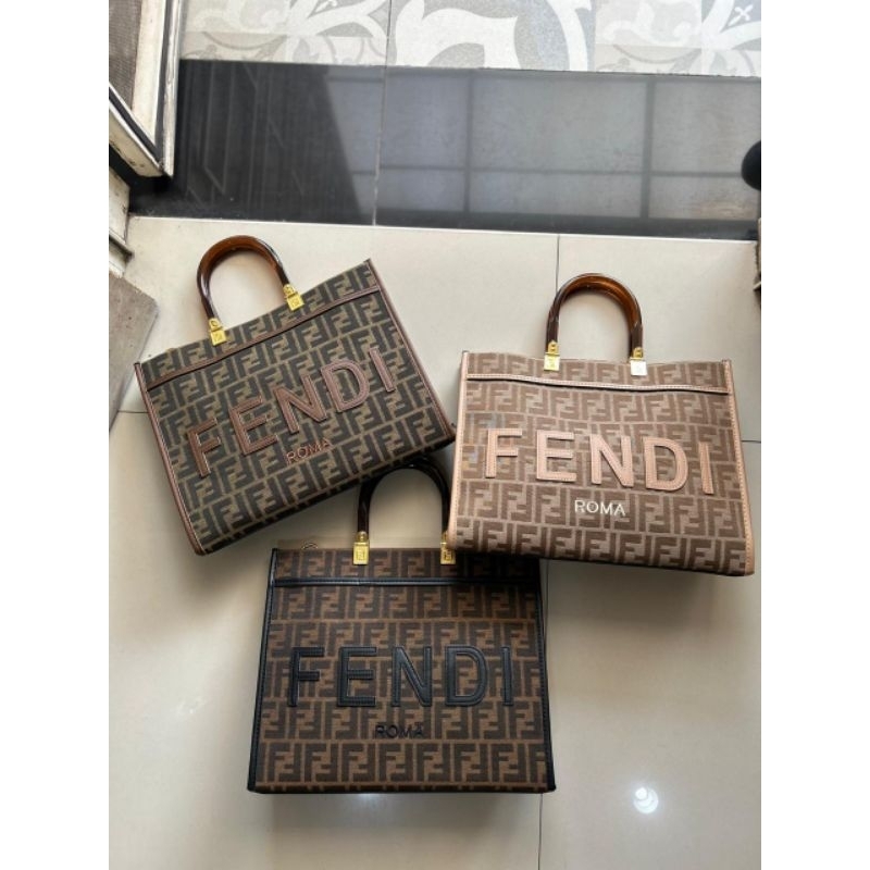 TAS FENDI SUNSHINE TOTE BAG WITH CERAMIC HANDLE PREMIUM QUALITY