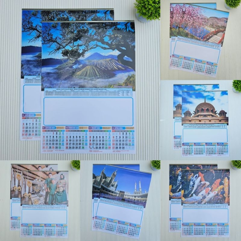 

kalender tahun 2025 JM2 3 lembar 4 bulanan ukuran 38x54cm banyak varian gambar(terima castume cetak merek)