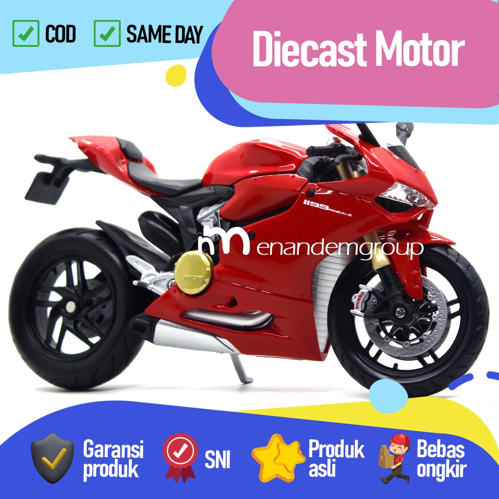 Mainan Motor Diecast Miniatur Ducati 1199 Panigale Metal 1/12
