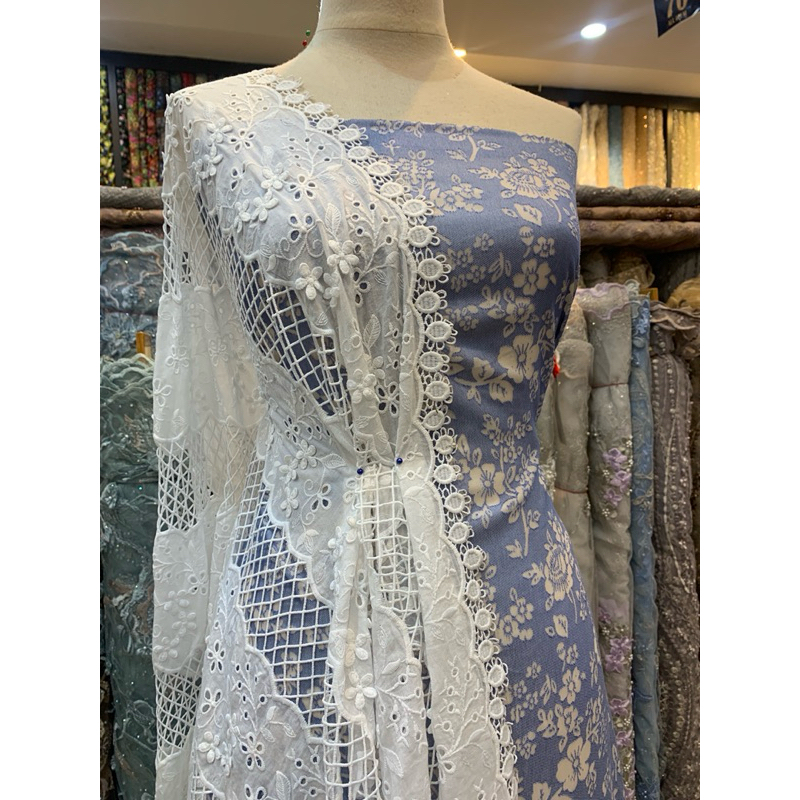 Bahan Kain Katun Bordir/ Bahan katun bordir