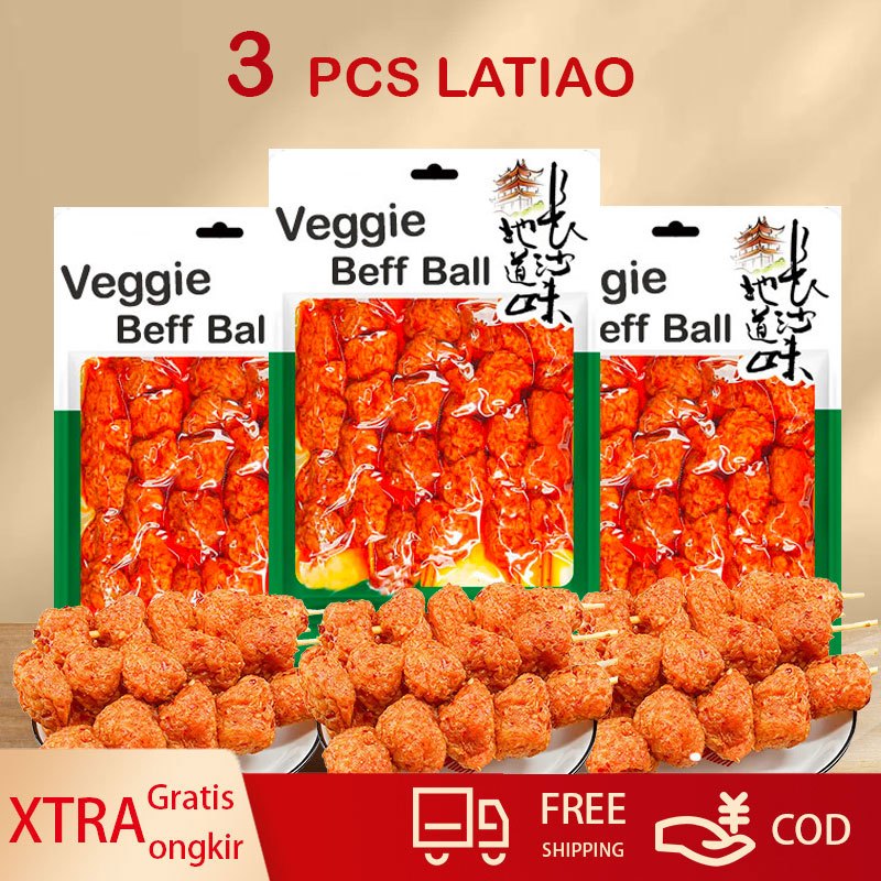 

Latiao Busy Snack - [3 pcs] [HALAL] Gluten Latiao Snack a Vegetarian Food | Gluten Chinese Snack Kembang Tahu Vegetarian beef balls