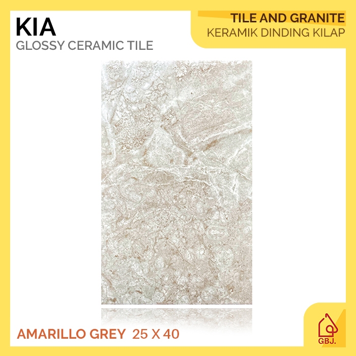 KERAMIK KIA 25 X 40 AMARILLO GREY / KERAMIK MOTIF MARMER MARBLE KILAP GLOSSY