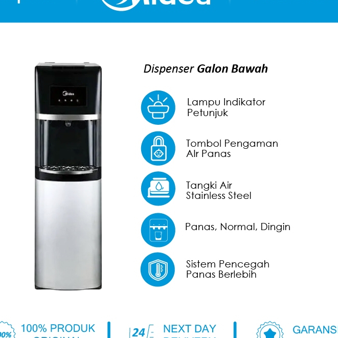 Midea Dispenser Galon Bawah - YD1135AS Bottom Loading Stainless Steel