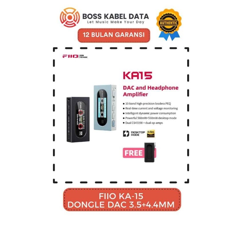 Fiio KA15 Jade Audio KA-15 Dongle DAC Dual Output 3.5mm+4.4mm Chip Dual CS43198