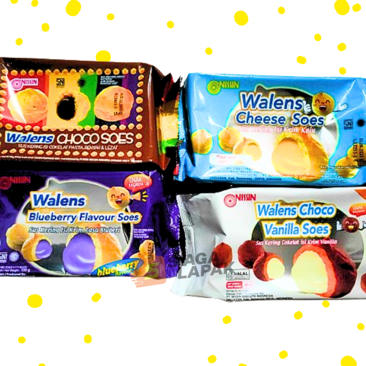 

WALENS SOES NISSIN ALL VARIAN CHEESE SOES, VANILLA SOES, BLUEBERRY SOES