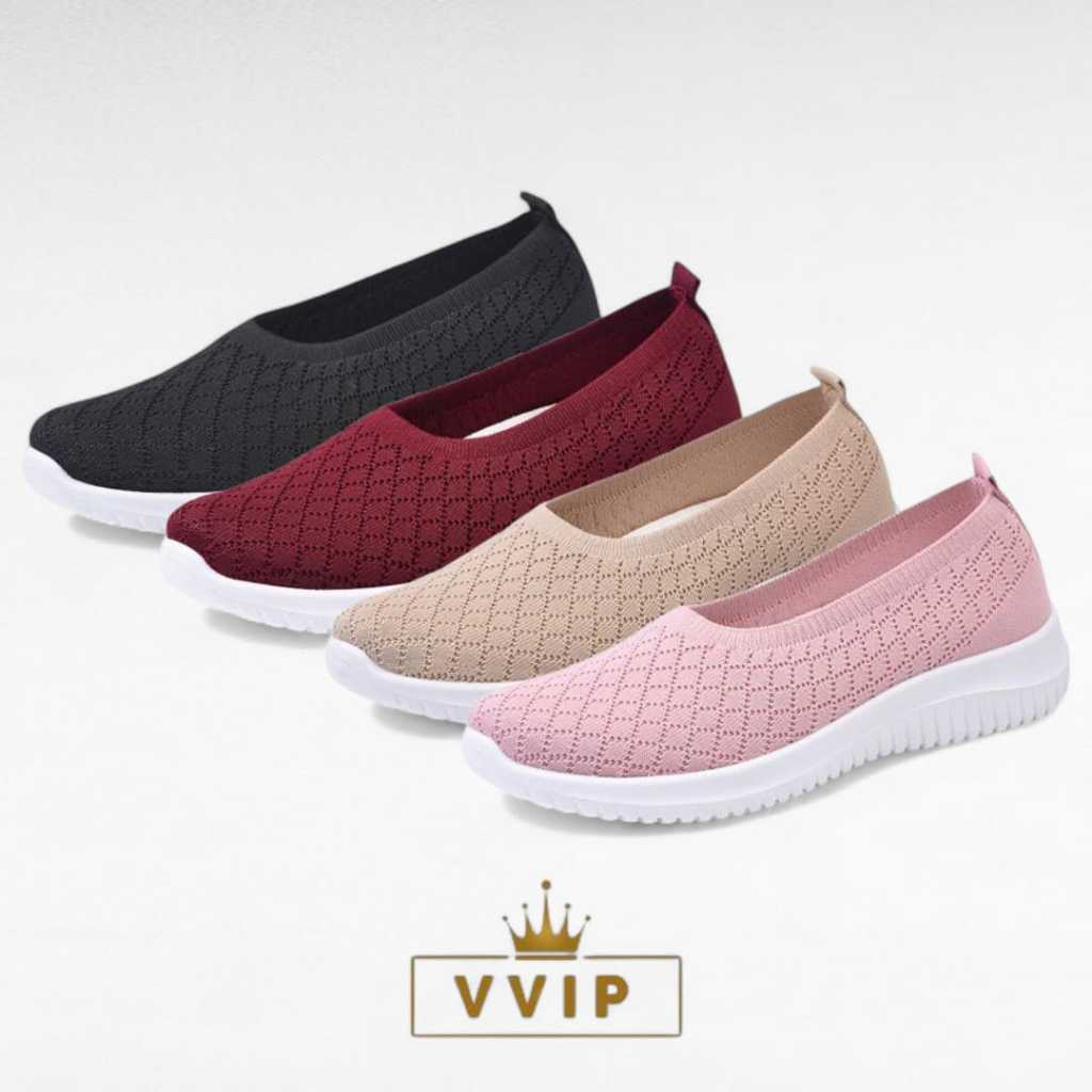 VVIP Sepatu Flat Slip On Wanita Kasual Jalan Santai Anti Slip Fashion 2020