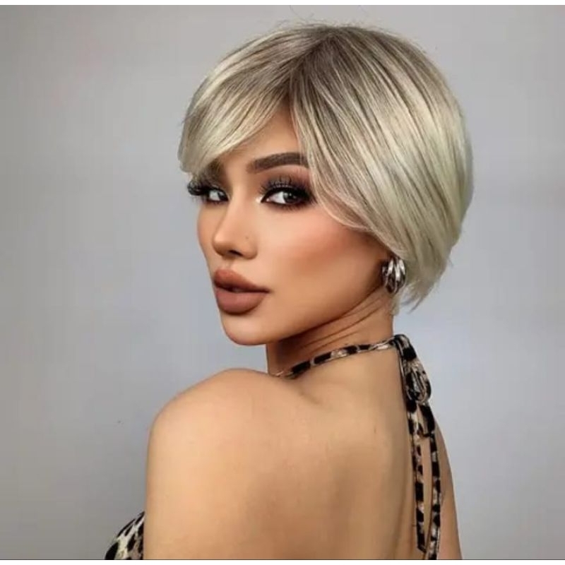 Wig Wanita Wig Synthetic  Wig Blonde Wig Pendek Wig Korean Style Wig Murah Wig Shorty Wig Pirang Ram