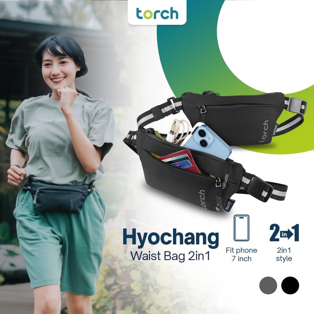 TORCH Hyochang Tas Pinggang Selempang Olahraga Lari Ringan Anti Air Pria Wanita - Waistbag Running B