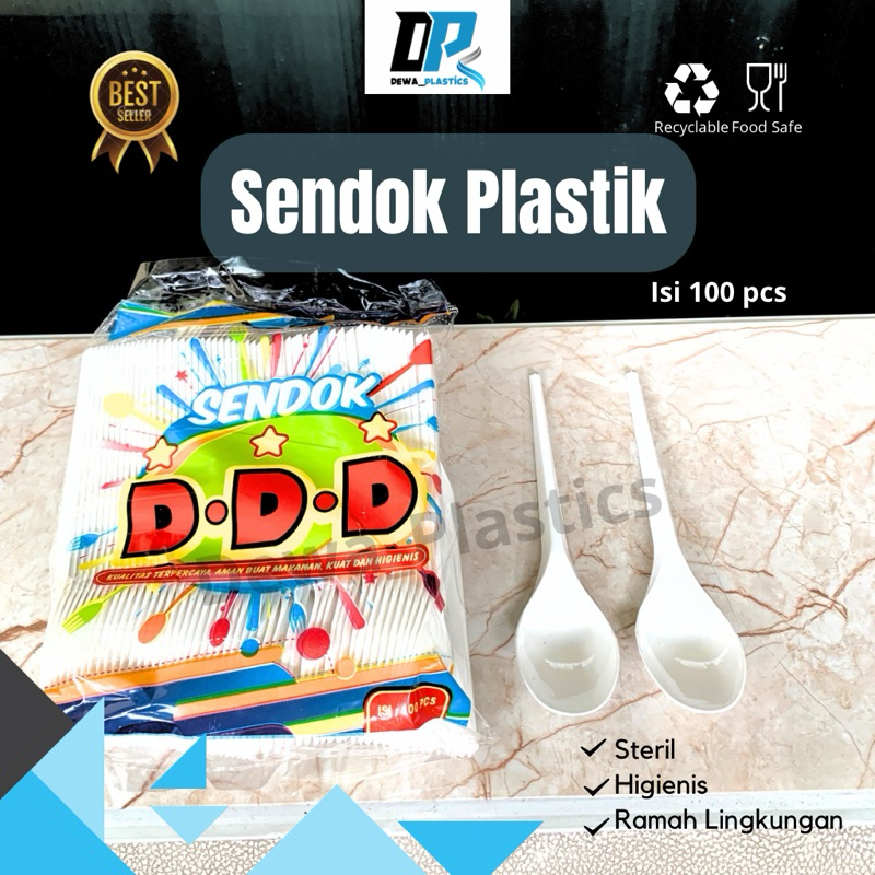 [ISI 100 PCS ]SENDOK PLASTIK PUTIH / SENDOK MAKAN PLASTIK ISI 100 PCS