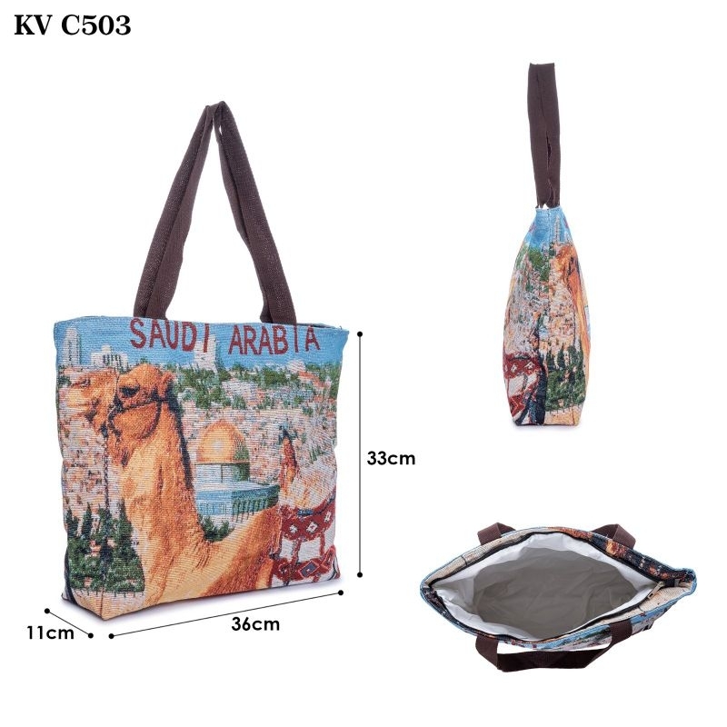 TAS MAKKAH MADINAH OLEH OLEH HAJI UMRAH PREMIUM KANVAS - tote bag jumbo tas timur tengah arab saudi