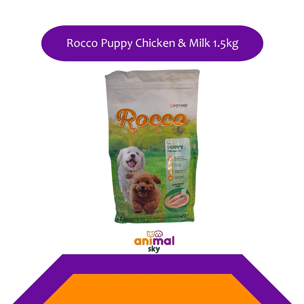 Makanan Anjing Rocco Puppy Chicken & Milk 1.5kg / Dogfood untuk Puppy / Dogfood Kualitas Terbaik